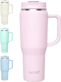 EALGRO 40 oz Tumbler with Handle, Insulated Tumblers with Lid and Straw, Large Metal Sports Water Bottle Jug, Thermal Stainless Steel Travel Coffee Mug Cup, Blush by EALGRO