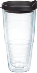 Tervis Clear & Colorful Lidded Made in USA Double Walled Insulated Tumbler Travel Cup Keeps Drinks Cold & Hot, 24oz, Black Lid, 1 Count (Pack of 1) by TervisTumblerCompany