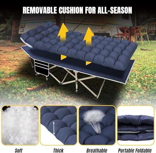 YELLOW JACKET Camping Cot,Folding Camping Cot Bed for Adults Upgraded 32" Wide Sleeping 1200D Double Layer Oxford Portable Folding Outdoor Cots for Camping Home Office Nap Beach Travel - Image 6