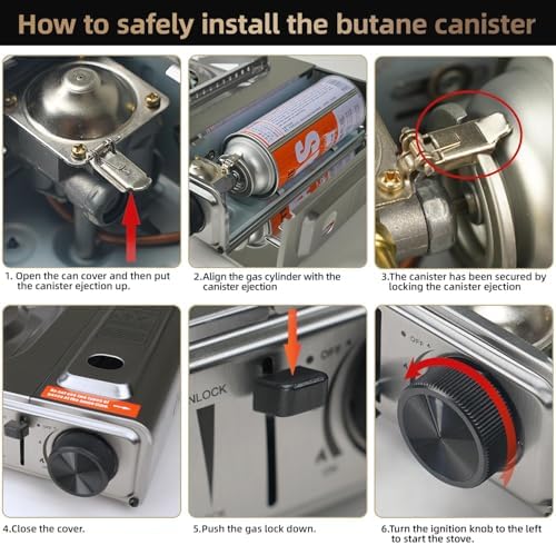 GasBRUH Single Butane Camping Stove with Windblocker, 10000BTU Stainless Steel Portable Camping Stove with Carry Case,Gas Stove for Camping,Tailgating,Outdoor Cooking,Emergency(Fuel not included) - Image 4