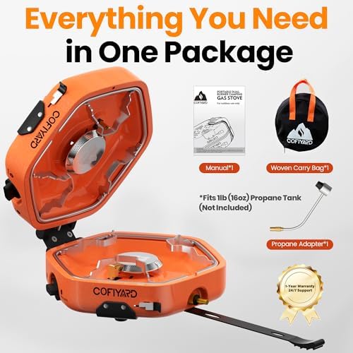 Cofiyard Propane 2 Burner Camping Stove with Carrying Bag, Portable Folding Gas Stove for Camping, Backpacking Camp Stove for Outdoor Cooking with 17,000 BTU Adjustable Burners for BBQ, Tailgating - Image 4
