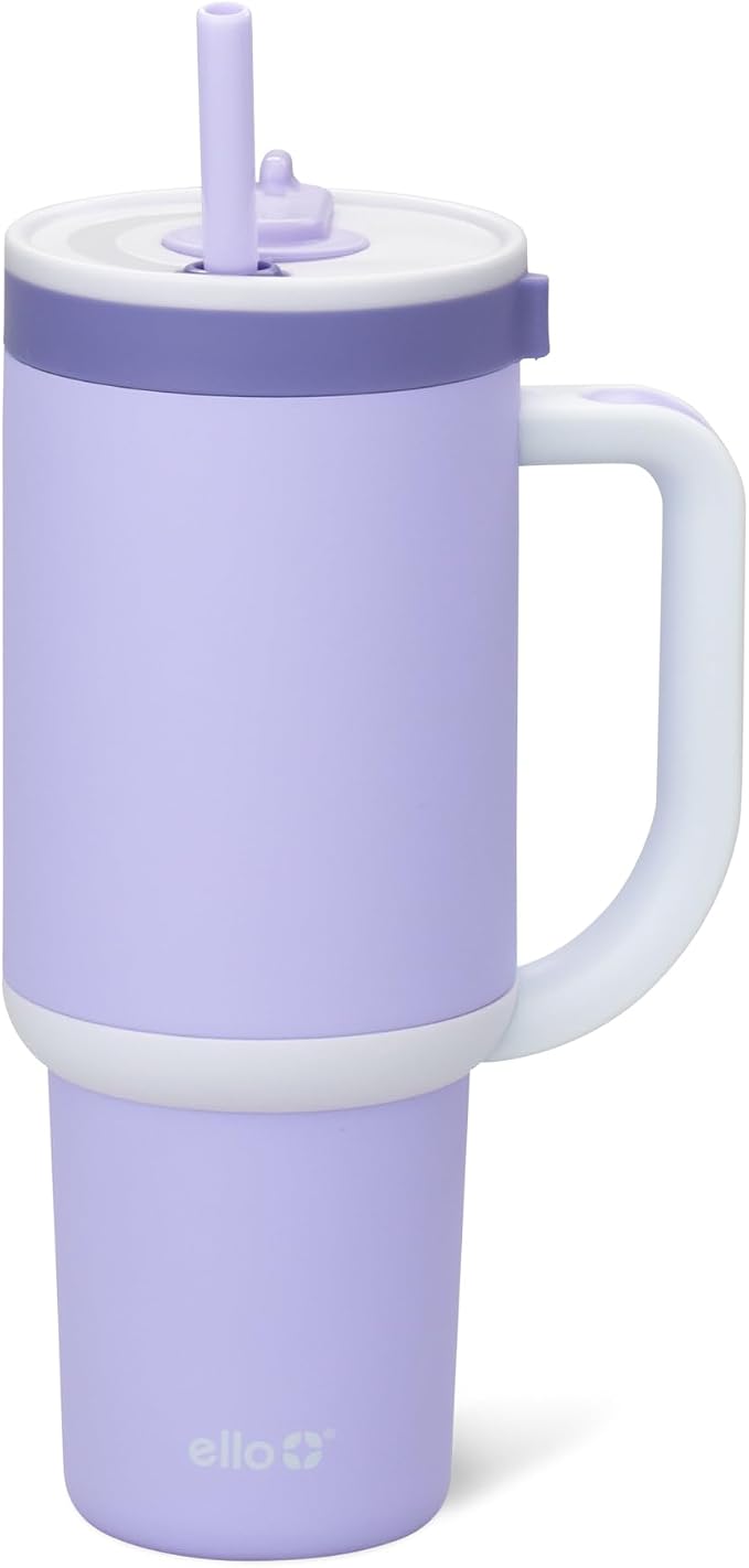 Ello Oasis 30 oz Tumbler with Handle & Retracting Straw | Reusable Insulated Stainless Steel Cup 100% Leakproof, Gifts for Teens Women Men | Keeps cold for 24 Hours, Cup Holder Friendly, Twilight by Ello