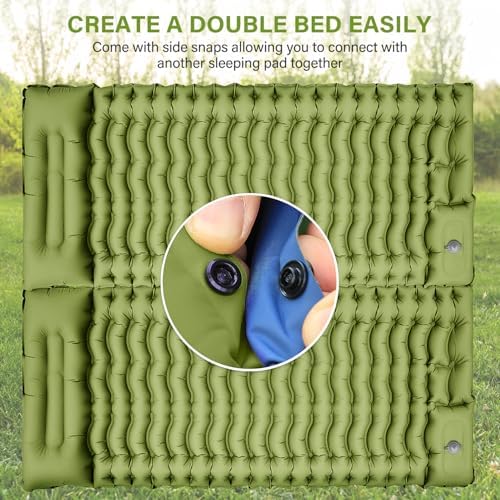 FUN PAC Camping Sleeping Pad, Ultralight Camping Mat with Pillow, Built-in Foot Pump Inflatable Sleeping Pads Compact for Camping Backpacking Hiking Traveling Tent,Single,Green - Image 5