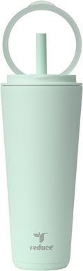 REDUCE Halo 32 oz Stainless Steel Vacuum Insulated Tumbler - Spill Proof Travel Mug with Flip Handle Lid - Keeps Drinks Cold for 32 Hrs - Dishwasher Safe - Cupholder Friendly - Sea Glass by Reduce