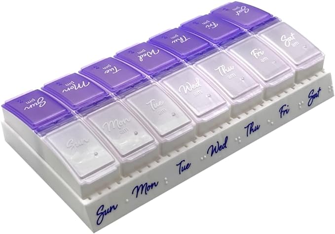 Ezy Dose Weekly Daily Pill Case, Medicine Planner, Vitamin Organizer, 2 Times a by EZYDOSE