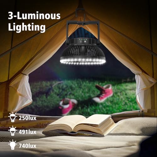 MORECORE Portable Camping Fan with LED Lantern, 8'' Rechargeable Tent Fan - Image 5