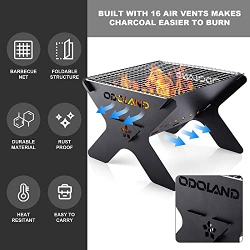 Odoland Portable Folding Charcoal Grills for Outdoor Cooking Bonfire BBQ - Image 5