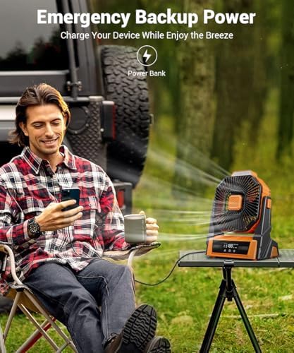 KopBeau 20000mAh Portable Rechargeable Fan, Battery Powered Camping Fan - Image 4