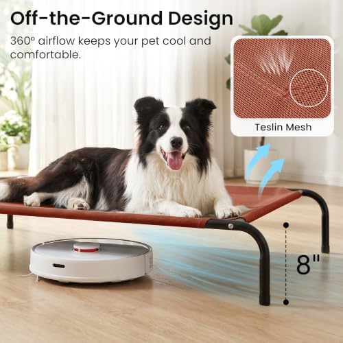 Love's cabin Elevated Cooling Dog Bed for Large Dogs, Portable Indoor & Outdoor Raised Pet Dog Cat Cot, Durable Summer Frame with Breathable Mesh, Terracotta, 48 inches - Image 2