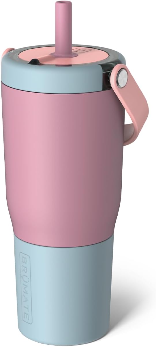 BrüMate Resa 25oz 100% Leakproof Travel Tumbler with Handle & Straw | Flexible SoftSip Straw | Silicone Sleeve for Durability | Stainless Steel | Cup Holder & Travel Friendly Water Bottle | (Eclipse) by Br%C3%BCMate