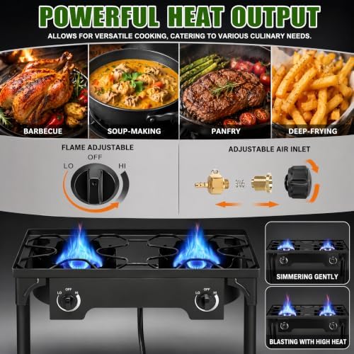 Outvita 2 Burner Propane Gas Stove for Outdoor Cooking, 150,000 BTU - Image 6