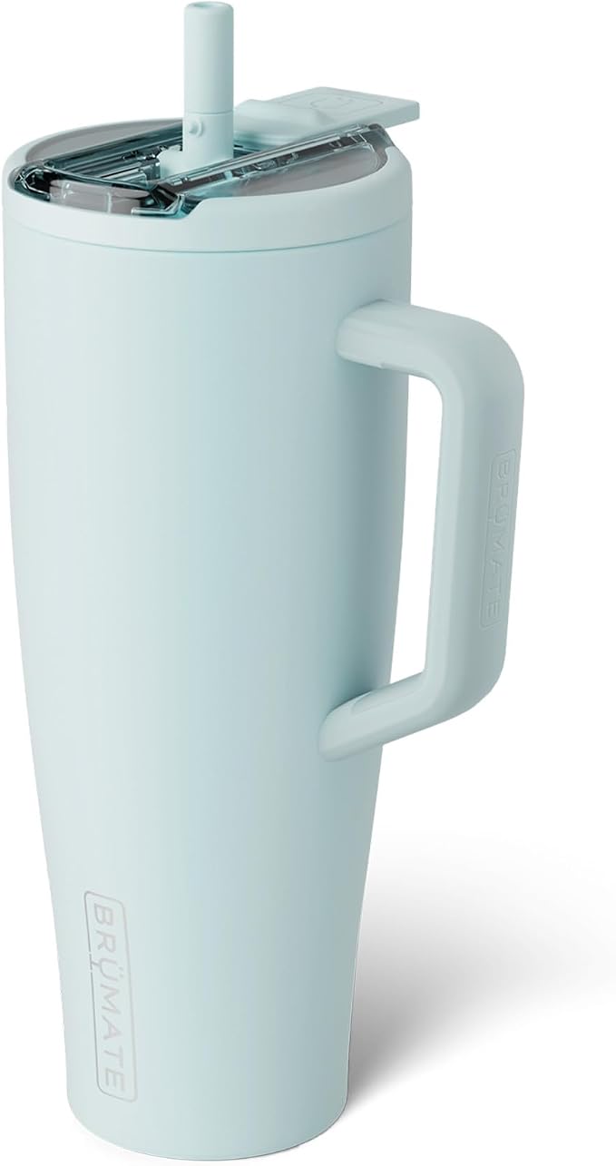 BrüMate Era Flip 40oz Tumbler with 100% Leakproof Covered Straw Lid | Hygienic Covered Straw | Insulated Stainless Steel Water Bottle with Handle | Cup Holder Friendly | BPA-Free (Blue Agave) by Br%C3%BCMate