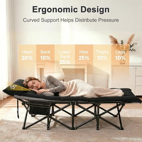 ABORON Camping Cot for Adults, 28 in Wide Folding Bed with Mattress - Image 3