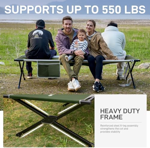 EVER ADVANCED Extra Wide Camping Cot for Adults Oversized XXL Sleeping Cots Folding Cot Bed with Carry Bag, 84.3" L x 41.9" W, Support to 550 lbs - Image 3