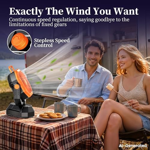 AJVV Camping Fan with Light, Remote and Oscillation, Battery Powered Hanging Tent Fan, Rechargeable Portable for Camp, Outdoor, Emergencies, Fishing, RV Travel, Jobsite - Image 3