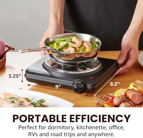 Elite Gourmet ESB100B Single Coiled Burner Hot Plate, Countertop, Black - Image 2