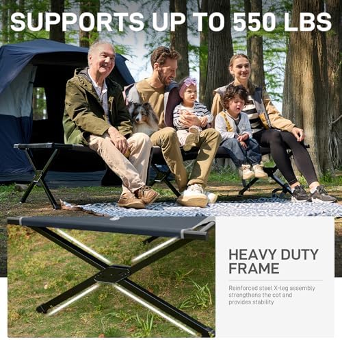 EVER ADVANCED Extra Wide Camping Cot for Adults Oversized XXL Sleeping Cots Folding Cot Bed with Carry Bag, 84.3" L x 41.9" W, Support to 550 lbs - Image 3