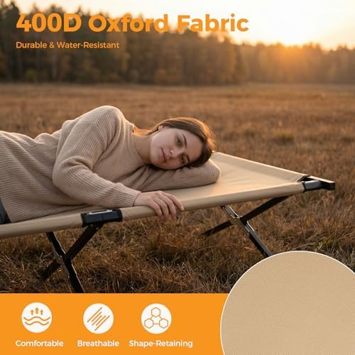 OLIXIS Camping Cot, Folding Cot, Guest Bed 73x35.8x17.7IN - Image 5
