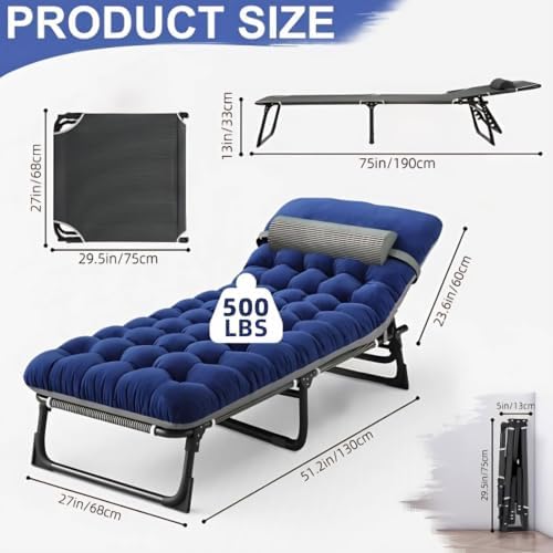 Folding Camping Cot for Adults,Adjustable Sleeping Cot with Mattress - Image 2