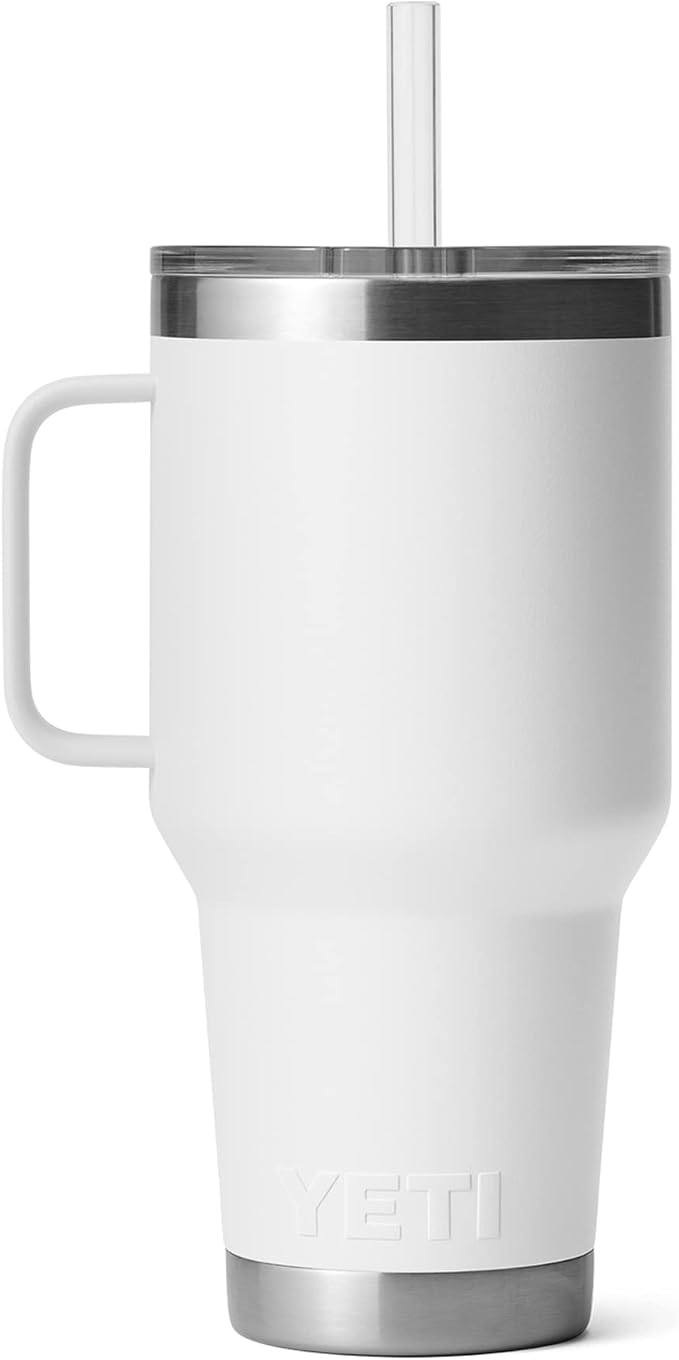 YETI Rambler 35 oz Tumbler with Handle and Straw Lid, Travel Mug Water Tumbler, Vacuum Insulated Cup with Handle, Stainless Steel, White - Image 10