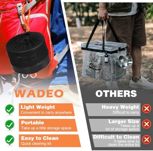 WADEO Camping Cookware Mess Kit with 7200W Camping Stove, 14PCS Non-Stick Camping Pot Pan Set with Stainless Steel Fork Knive Spoon for Camping Backpacking Hiking Outdoor Cooking and Picnic - Image 6