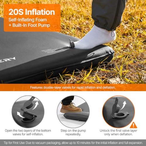 OGERY Self-Inflating Sleeping Pad, 3" Memory Foam Camping Mattress - Image 2