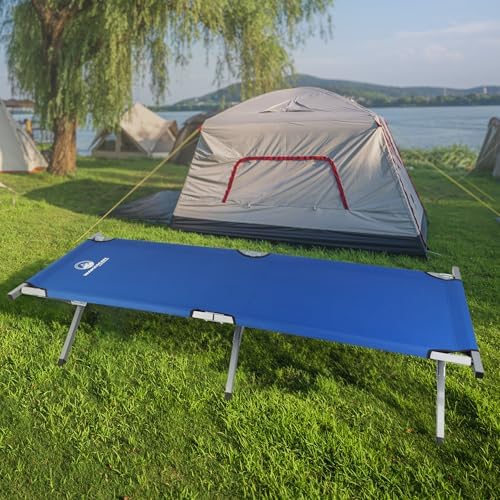 Wakeman Outdoors Camping Cot Portable Folding Camp Bed, Blue, 74.5" x 29" - Image 6
