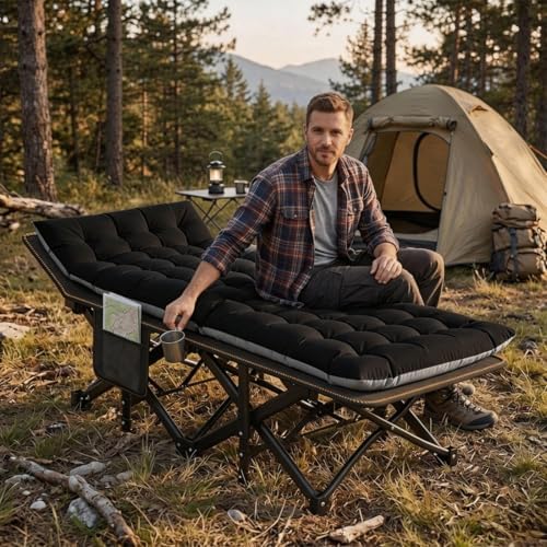 LILYPELLE Oversized XXL Folding Camping Cot, 32" Heavy Duty Sleeping Cots - Image 3