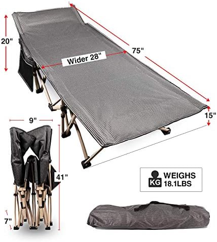 REDCAMP Oversized Camping cots for Adults 500lbs, Extra Wide Sleeping Cots Tall Sleeping Cots Heavy Duty, XL Cots Portable for Outdoor Indoor Office, Grey - Image 3