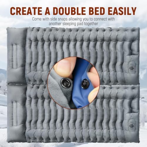 FUN PAC Camping Sleeping Pad, 9.2R-Value Ultralight Camping Mat with Pillow Built-in Foot Pump Inflatable Sleeping Pads Compact for Camping Backpacking Hiking Traveling-Lined Version Grey - Image 6