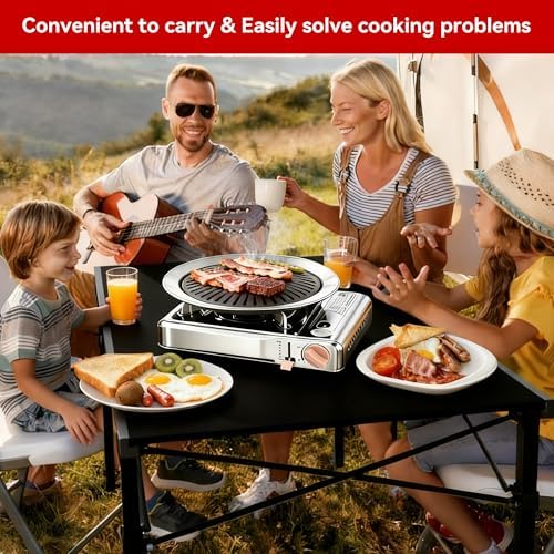Detachable Grill Pan & Gas Stove Combo with Safety Auto-Eject | Portable Suitcase Design for Camping, Tailgating, Picnics, Indoor/Outdoor Cooking & Hot Pot - Image 3