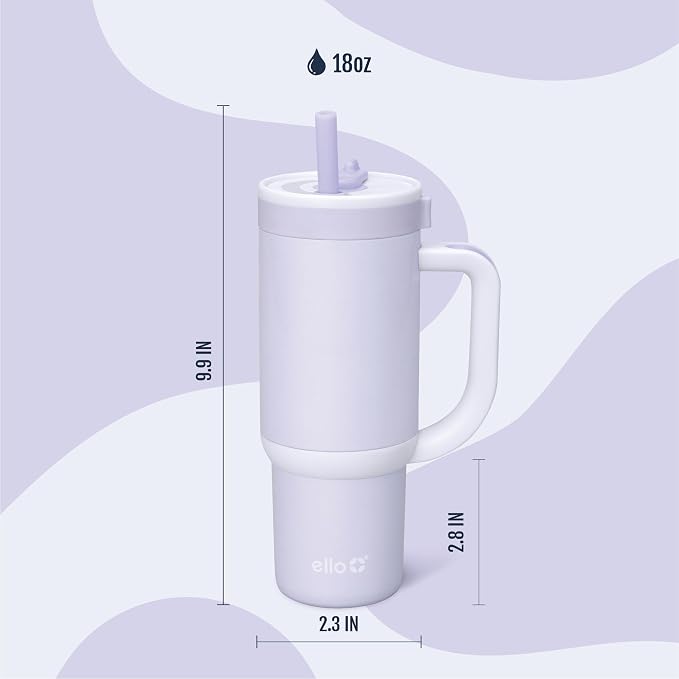 Ello Oasis 18oz Stainless Steel Kids Tumbler with Handle & Retracting Straw, 100% Leakproof, Double-Wall Vacuum Insulated, Kids Water Bottle for School, BPA Free, Dishwasher Safe, Purple Holographic - Image 7
