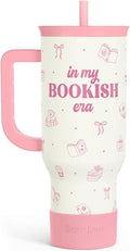 SANDJEST Book Lovers 40oz Tumbler With Handle and Straw, in My Bookish Era Insulated Stainless Steel Travel Coffee Mug for Women Girls Bookworms, Gift Idea for Birthday Christmas Mothers Day by SANDJEST