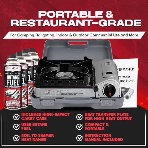 Chef Master Portable Butane Camping Stove, Backpacking Burner, 15,000 BTU - Image 4