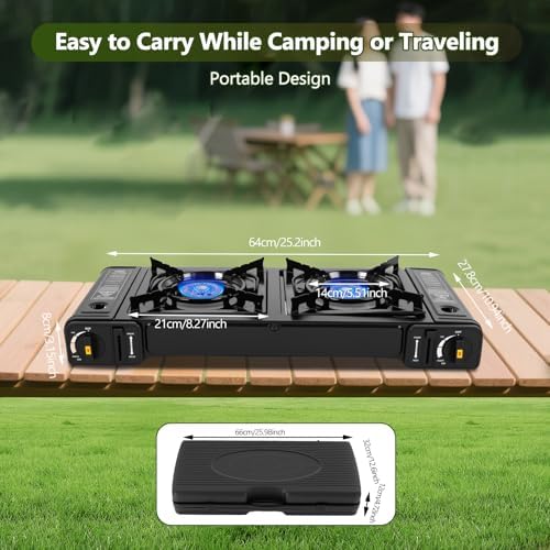 Double Burner Butane Stove, Butane Camping Stove Kit with Carrying Case, Portable Auto Ignition Camping Burner for RV, Apartments, Outdoor - Image 5