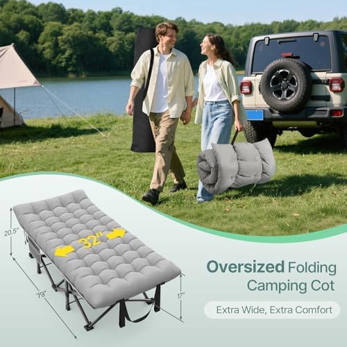 Suteck 32" XXL Folding Camping Cot, 900LBS Heavy Duty Sleeping Cots - Image 2