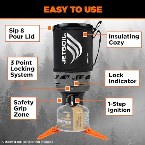 Jetboil Zip 0.8L Portable Fast Boil Stove with Easy-Turn Knob Igniter for Backpacking and Camping, Propane/Isobutane Burner - Image 5