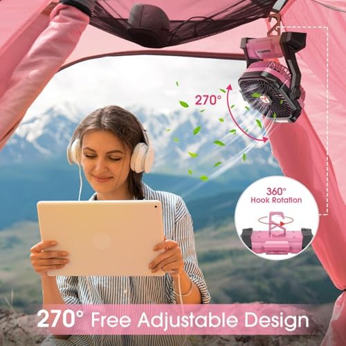 Portable Fan Rechargeable 20000mAh Cordless Battery Powered Camping Fan - Image 4