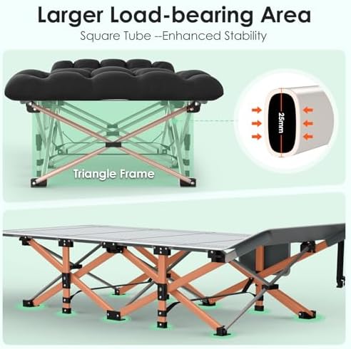 Suteck Camping Cot, Folding Camp Bed for Adults with Soft Thicker Cushion - Image 5
