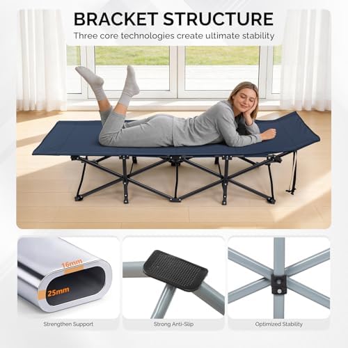 VINGLI Folding Camping Cot Bed,Camping Cots for Adults with Mattress, Foldable Cots for Sleeping with Pillow 1200D Layer Oxford for for Guest,Travel,Hiking-Blue 1P - Image 5