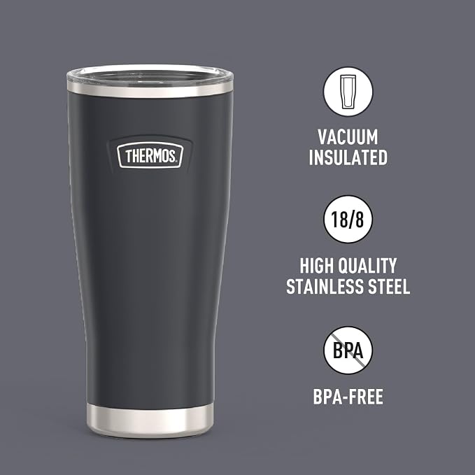 THERMOS ICON SERIES Stainless Steel Cold Tumbler with Slide Lock, 24 Ounce, Granite - Image 2
