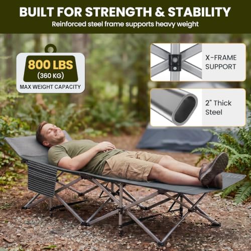 DoCred Folding Camping Cot with Mattress, Heavy Duty Folding Cot - Image 4