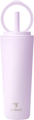 REDUCE Halo 24 oz Stainless Steel Vacuum Insulated Tumbler - Spill Proof Travel Mug with Flip Handle Lid - Keeps Drinks Cold for 32 Hrs - Dishwasher Safe - Cupholder Friendly - Lilac Bud by Reduce
