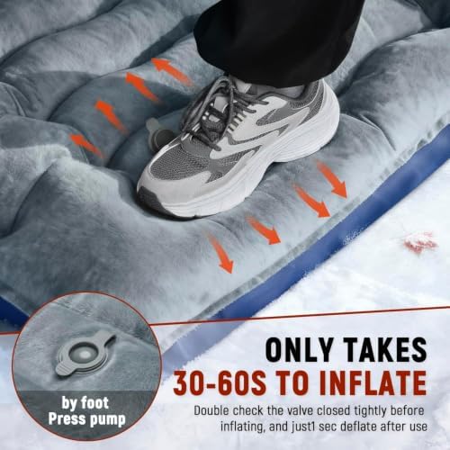 FUN PAC Camping Sleeping Pad, 9.2R-Value Ultralight Camping Mat with Pillow Built-in Foot Pump Inflatable Sleeping Pads Compact for Camping Backpacking Hiking Traveling-Lined Version Grey - Image 7