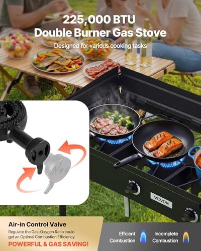 VEVOR 3 Burner Outdoor Propane Gas Stove, Propane LPG Gas Camping Stove, - Image 3