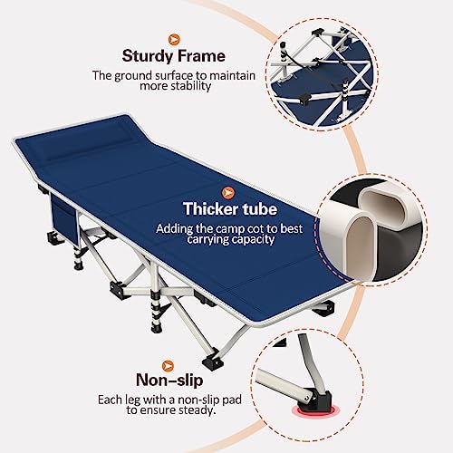 COLMERD 2 Pack Camping Cot with Mattress, Comfortable Sleeping Cot - Image 5