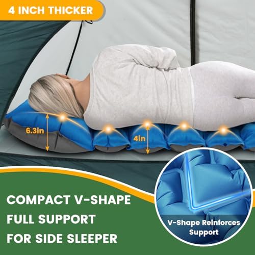 Inflatable Camping Mat, Ultra-Lightweight Sleeping Pad with Built-in Pillow & Foot Pump, Camp Pads for Backpackers, Hikers & Outdoor Enthusiasts, Easy to Carry, Gifts - Image 2