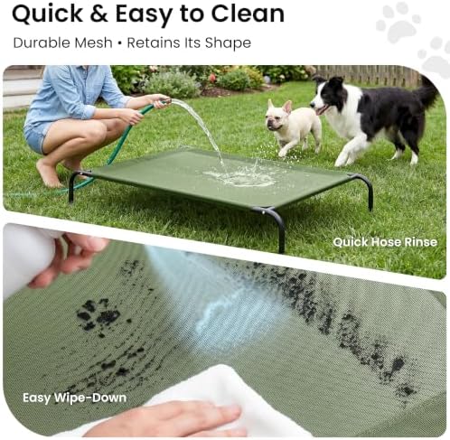 Love's cabin Elevated Cooling Dog Bed for Large Dogs, Portable Indoor & Outdoor Raised Pet Dog Cat Cot, Durable Summer Frame with Breathable Mesh, Olive Green, 48 inches - Image 5