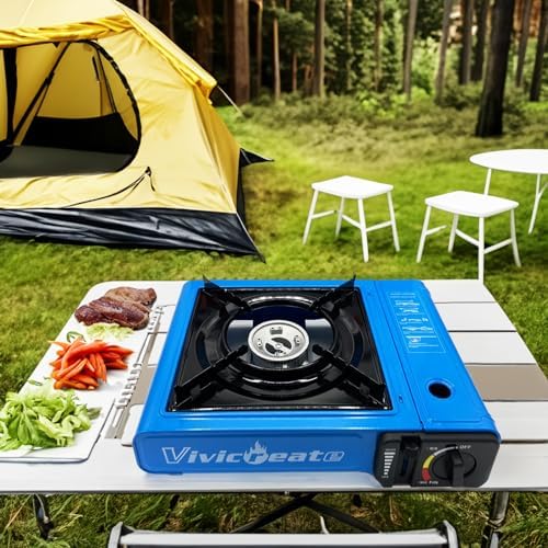 vivicreate 7000 BTU Portable Stove, Camping Stove, Butane Stove, Outdoor stove,Korean style BBQ stove,Blue - Image 3