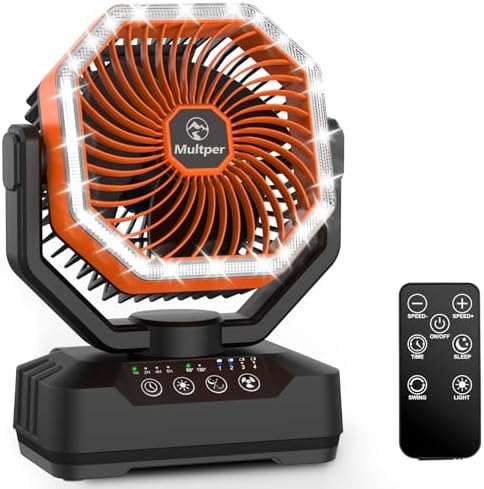 20000mAh Camping Fan, 4 Speed Battery Powered for Tents Up to 70H Runtime by Multper